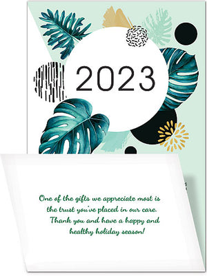 Serene Green Tri-Fold Calendar Card with Envelope