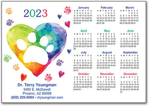 Paw Heart Calendar Magnet