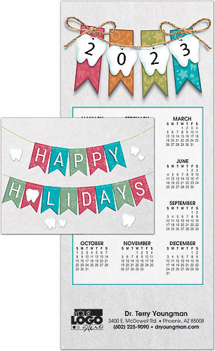 Banner with Bows Tri-Fold Calendar Card with Envelope