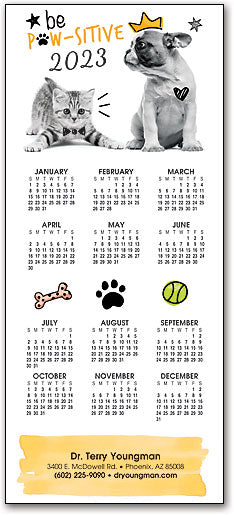 Be Pawsitive Greeting Card with Tri-Fold Calendar
