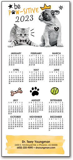 Be Pawsitive Greeting Card with Tri-Fold Calendar