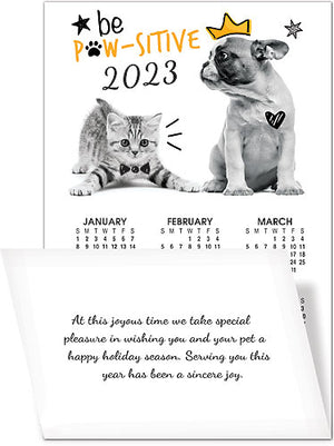 Be Pawsitive Greeting Card with Tri-Fold Calendar