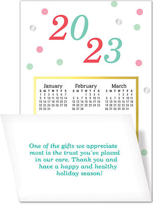 Joyful Confetti Greeting Card Tri-Fold Calendar with Envelope