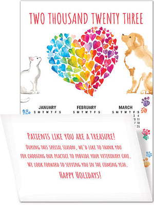 Rainbow Love Greeting Card Tri-Fold Calendar