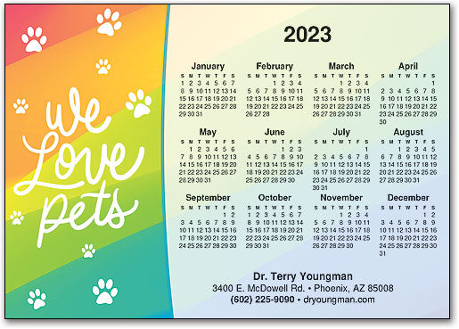Rainbow Pets Postcard Calendar