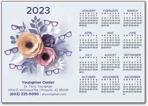 Florals And Glasses Calendar Magnet