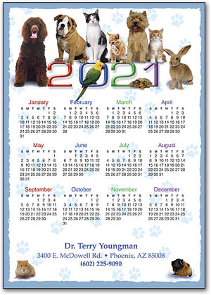 Animal Friends Postcard Calendar