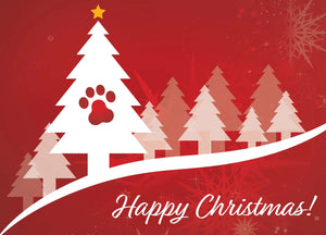 Christmas Tree Paws Red Folding Card