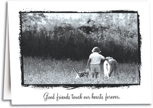 Cat Dog Girl Meadow Sympathy Folding Card
