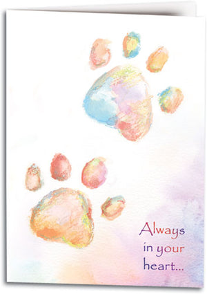 Watercolor Pawprints Sympathy Folding Card