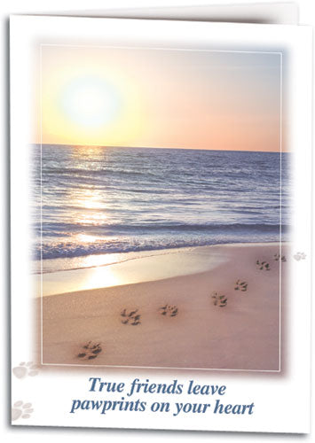 Pawprints in the Sand Sympathy Card