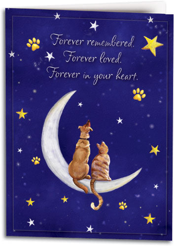 Dog and Cat and the Moon Sympathy Folding Card