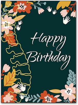 Floral Spine Birthday Folding Card
