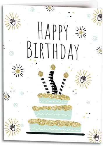 Golden Sparkle Birthday Folding Card