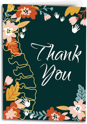 Floral Spine Thank You Folding Card