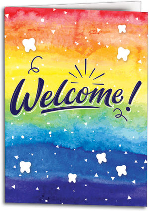 Rainbow Confetti Welcome Folding Card