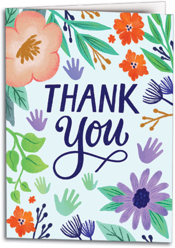 Flowers and Hands Thank You Folding Card