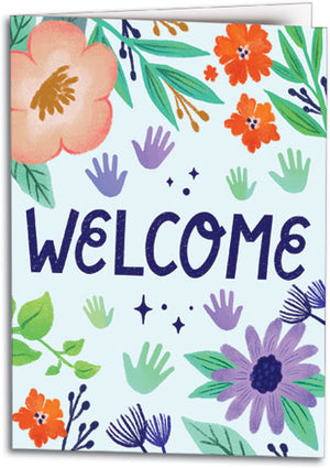 Flowers and Hands Welcome Folding Card