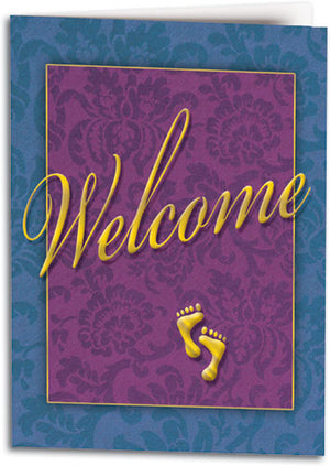 Welcome Floral Feet Folding Card