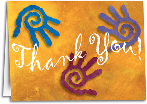 Spiral Hands Thank You Folding Card