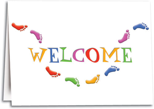 Welcome Many Feet Folding Card