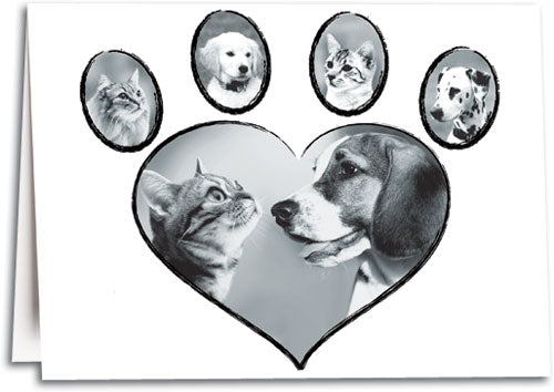 Pawprint Dog and Cat Sympathy Folding Card