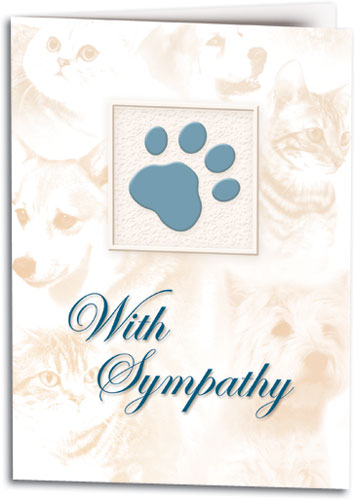 Blue Paw and Pets Sympathy Folding Card