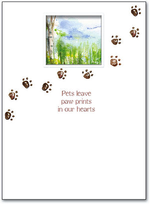 Pawprints and Trees Die-cut Sympathy Folding Card