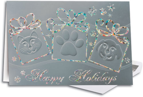 Silver Pet Bows Folding Card