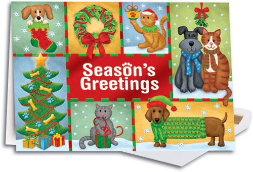 Playful Pet Squares Deluxe Folding Card