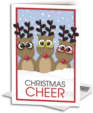 Reindeer Trio Customisable Large Folding Card