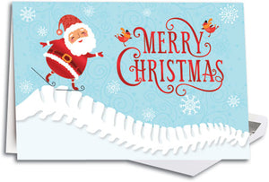 Santa On Skis Deluxe Folding Card