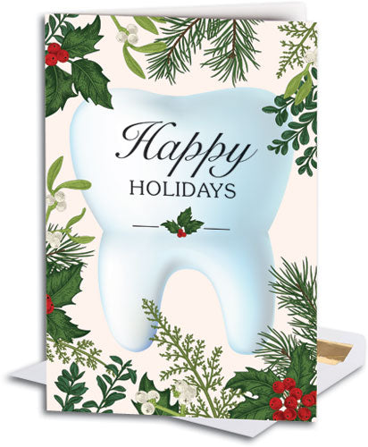 Tooth In Holiday Leaves customisable Folding Card