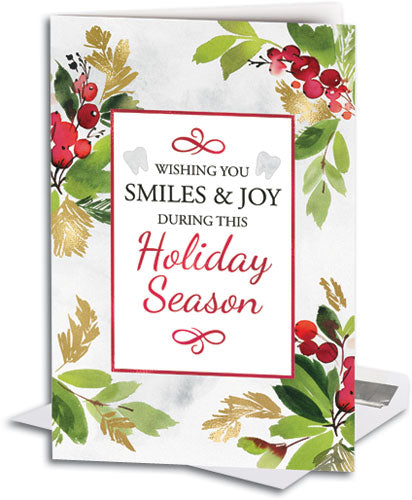 Holly Smiles Premium  Folding Card