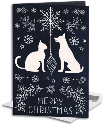 Chalkboard Holiday Pets Dark Paper Folding Card