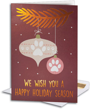 Paw Ornaments Deluxe Folding Card