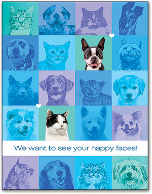 Blue/Green faded squares animals Laser Card