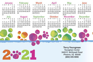 Colourful Paws Calendar Magnet