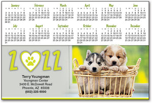 Puppy Basket Calendar Postcard