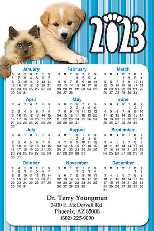 Puppy Kitten Blue Stripes ReStix™ Sticker Calendar