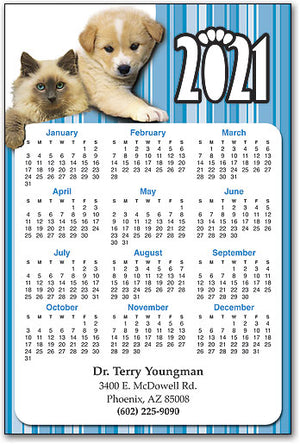 Puppy Kitten Blue Stripes ReStix™ Sticker Calendar