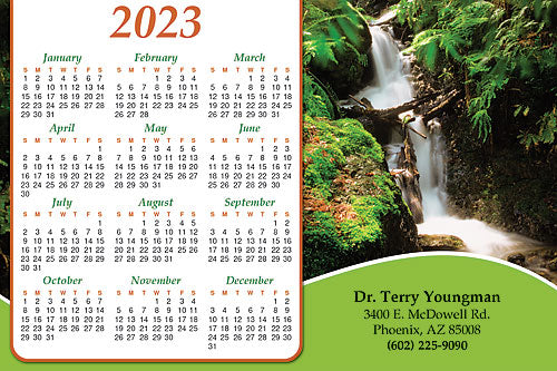 Green Waterfall Calendar Magnet