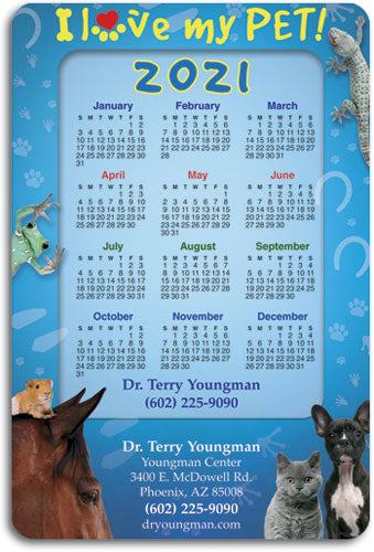 I Love My Pet Photo Frame Calendar Magnet