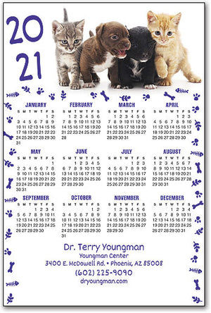 Pups and Kittens Calendar Magnet
