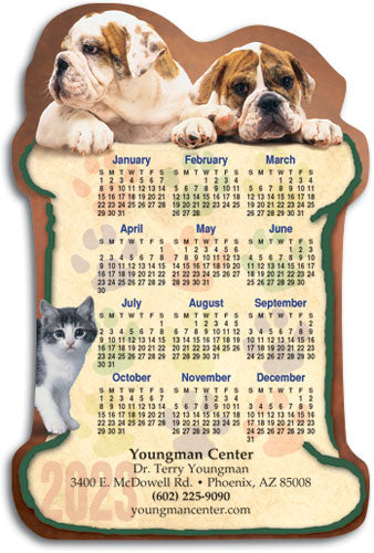 Bone Paws Die-cut Calendar Magnet