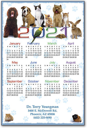 Animal Friends Calendar Magnet