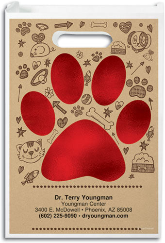 Holiday Paw Print Paper Supply Bag