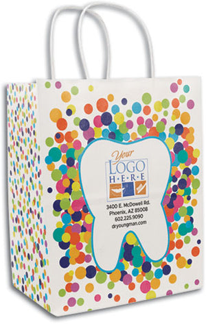 Dotty Tooth White Handled Paper Bags