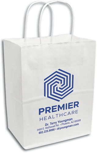 Custom White Handle Shopper 1 Colour Paper Supply Bag