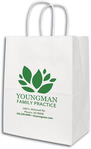 Custom 1 Colour 1-Sided Eco White Handled Paper Bag